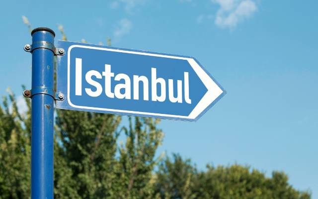 Blue Istanbul City sign 