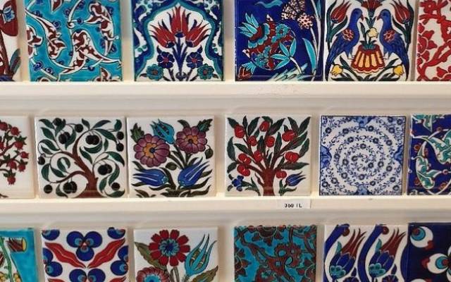 Arasta Bazaar ceramic shop featuring colorfully decorated tiles