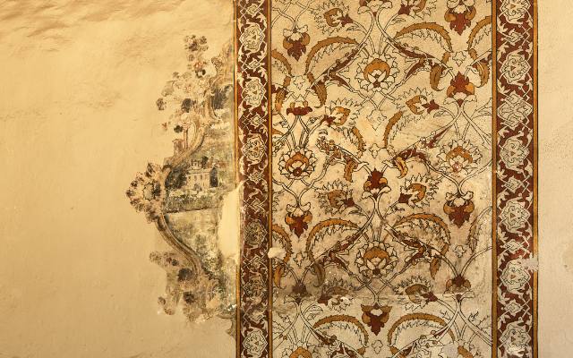 Hagia Irene Istanbul ancient colored Frescos on wall insode the church