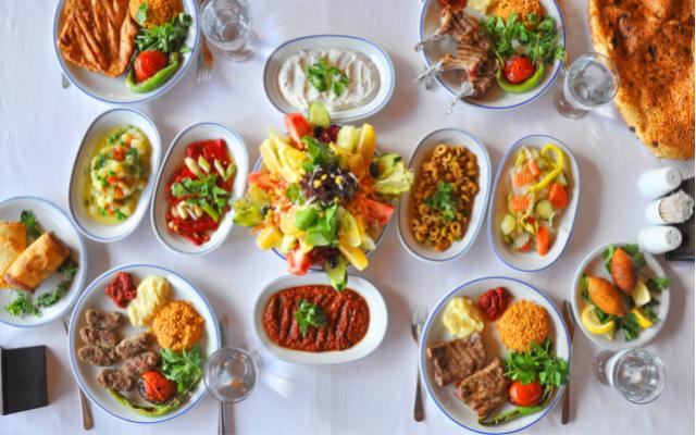 Is Turkish Food Healthy. Find out in theis Turkish Cuisine Guide. Image features wonderfully colorful Turkish Food.