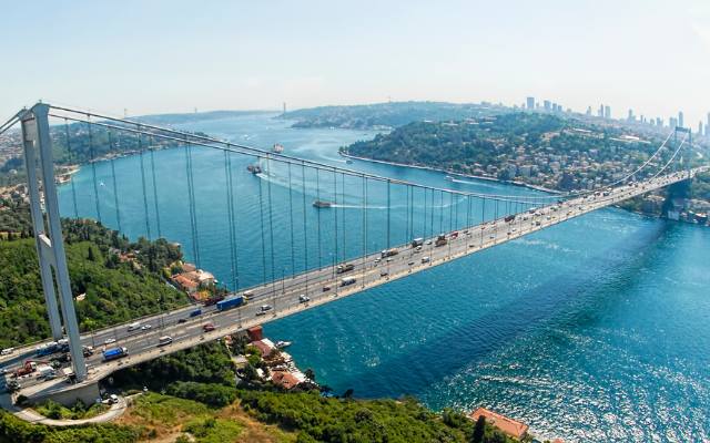 Istanbul Bridges featuring the Bosphorus Bridge between Europe and Asia