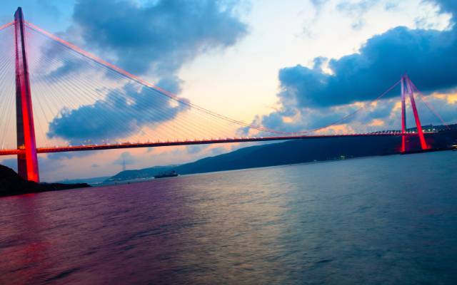 Istanbul Bridges Yavuz Sultan Selim Bridge at sunset